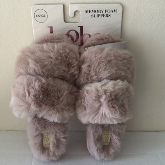 Kooba Memory Foam Soft Faux Fur Slippers Blush Natural Sz- 8-9 - Picture 5 of 6